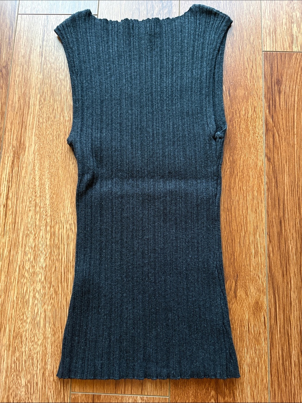 Quince Cotton Cashmere Ribbed Boatneck Tank Heather Charcoal (Dark Gray) XS EUC - Picture 3 of 6